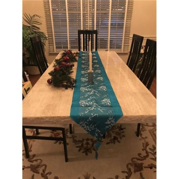 Dining Table Runner Embroidered Décor 13" X 90" - Picture 1 of 7